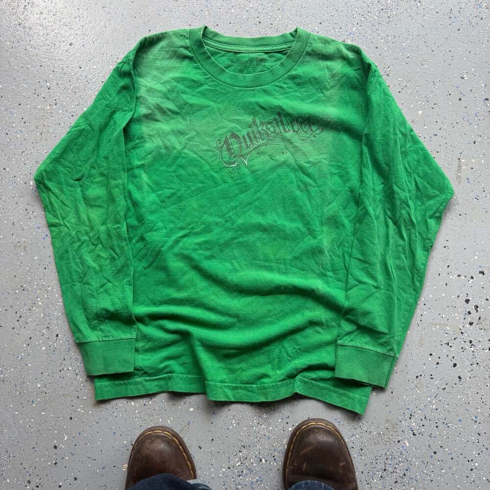 Quiksilver Vintage Green Long Sleeve Graphic Tee Shirt